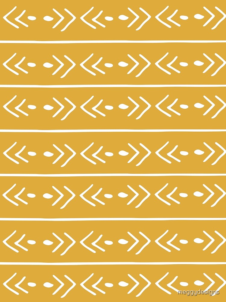 Mudcloth, African, Yellow, Boho Wall Art by meggydesigns