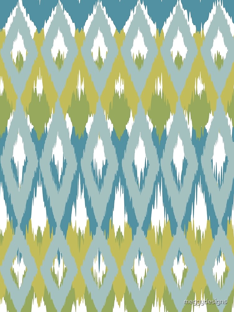 Boho, Ikat Pattern, Teal, Mustard, Green by meggydesigns