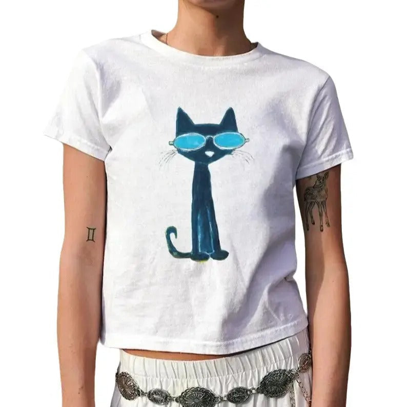 Pete Cat Baby Y2K Baby Coquette Cotton Top Fit T-Shirts