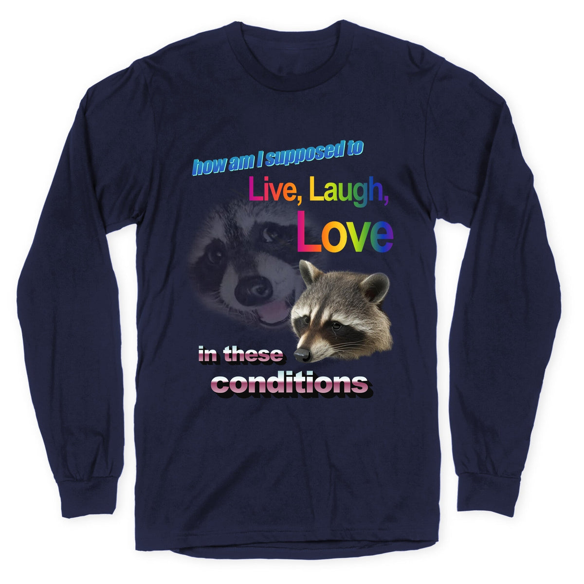 Live Laugh Love Raccoon Longsleeve Tee