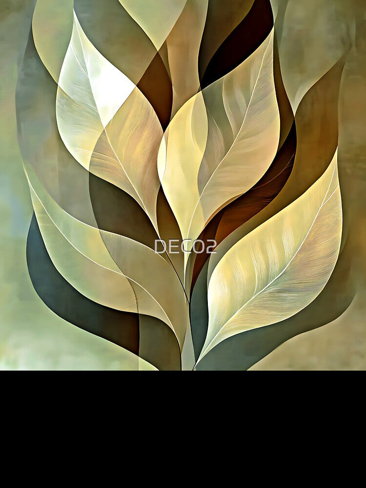 Elegant Boho Warm Earthtones Stylized Leaves Design Art by DEC02