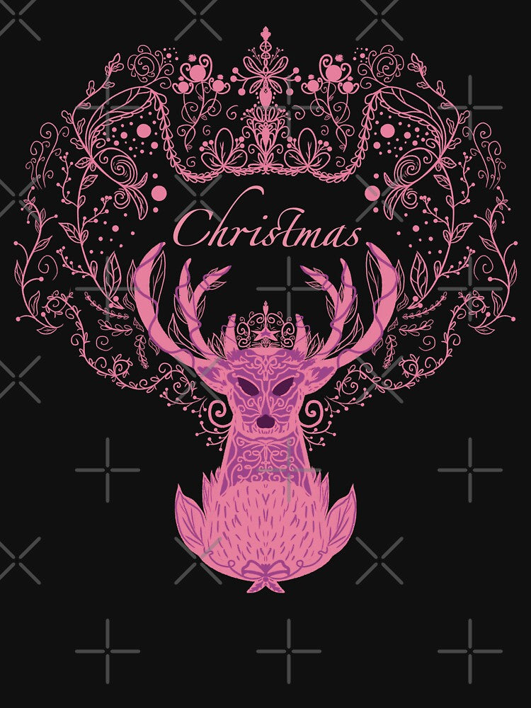 Pink Christmas deer by Xatutik.art