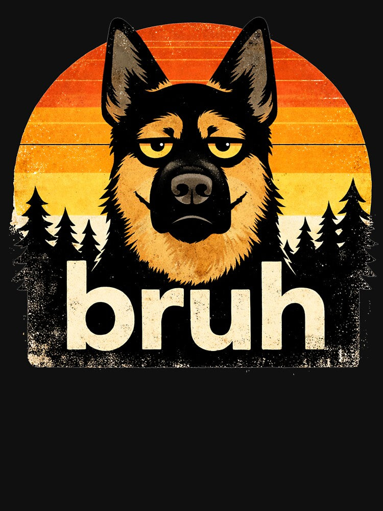 Bruh dog Funny German Shepherd Face Meme Retro vintage by Kladhadredo