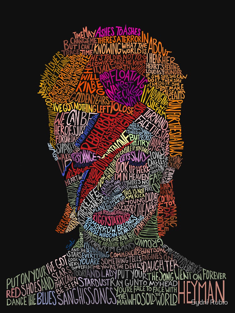Colorful David Bowie Lyric/Quote Portrait by Sydni Rubio