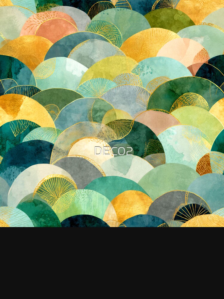 Boho-Style Seafoam Green And Golden Designs Pattern by DEC02