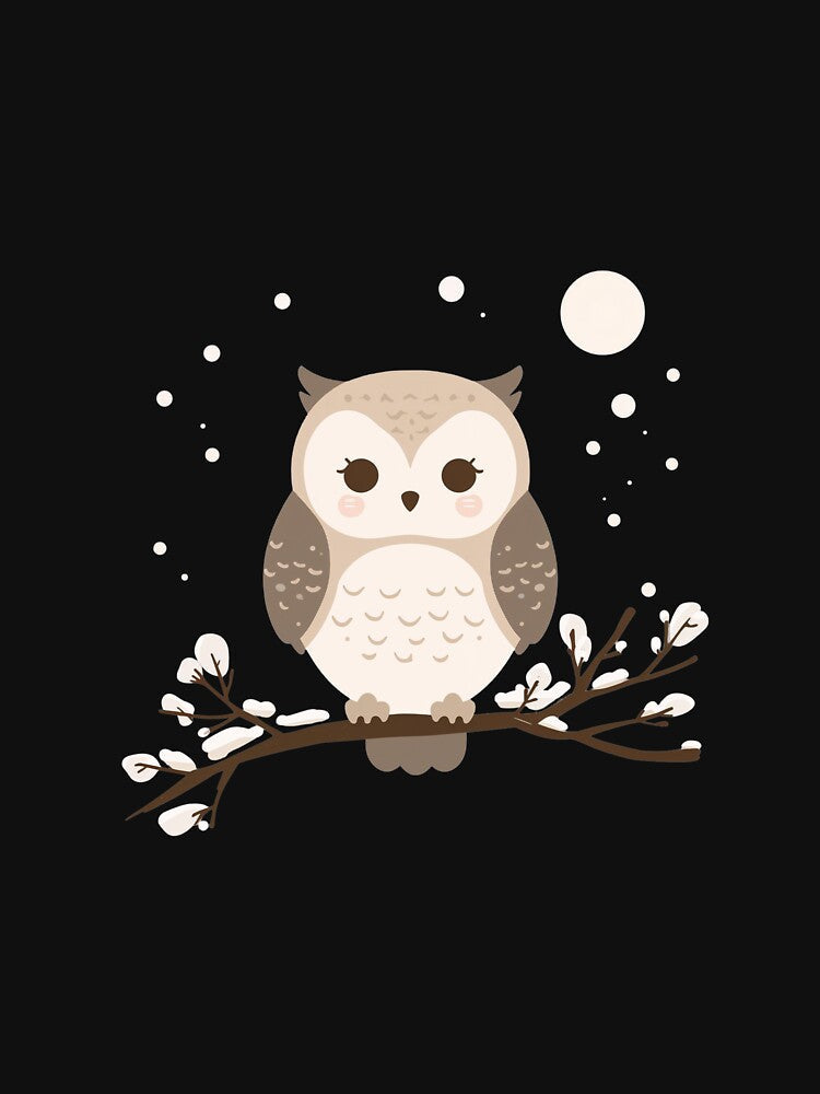 Cute Winter Owl  | Kawaii Owl Night | Cozy Aesthetic Animal by Dezyra Clothing