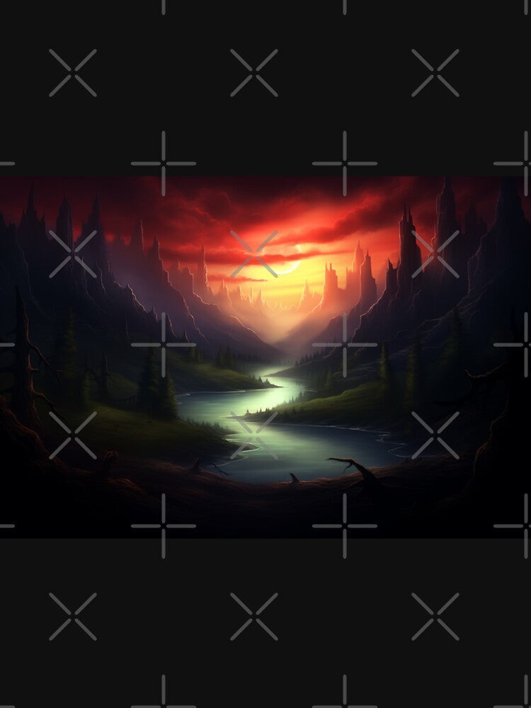 Dark Fantasy Landscape - Red Sunset by Fantasy Masterpiece