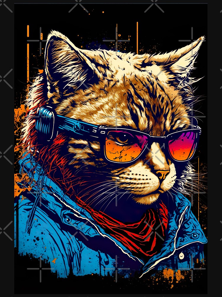 Cool cat portrait wearing a blue Jacket by KoolArtDistrict