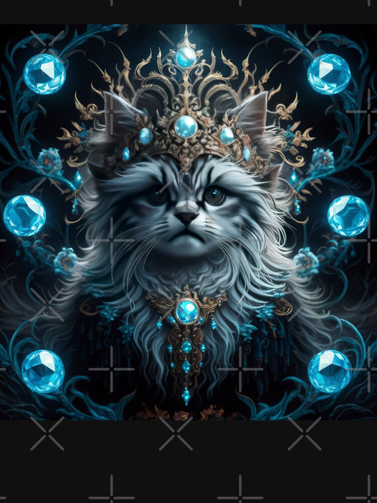 fluffy cat king with crystals and a crown,funny cat,Cat Lover,cute cat by Expressions-Sel