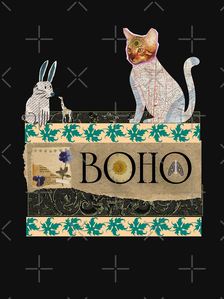 Elegant Boho Animal Collage T-Shirt - BOHO by GorinART