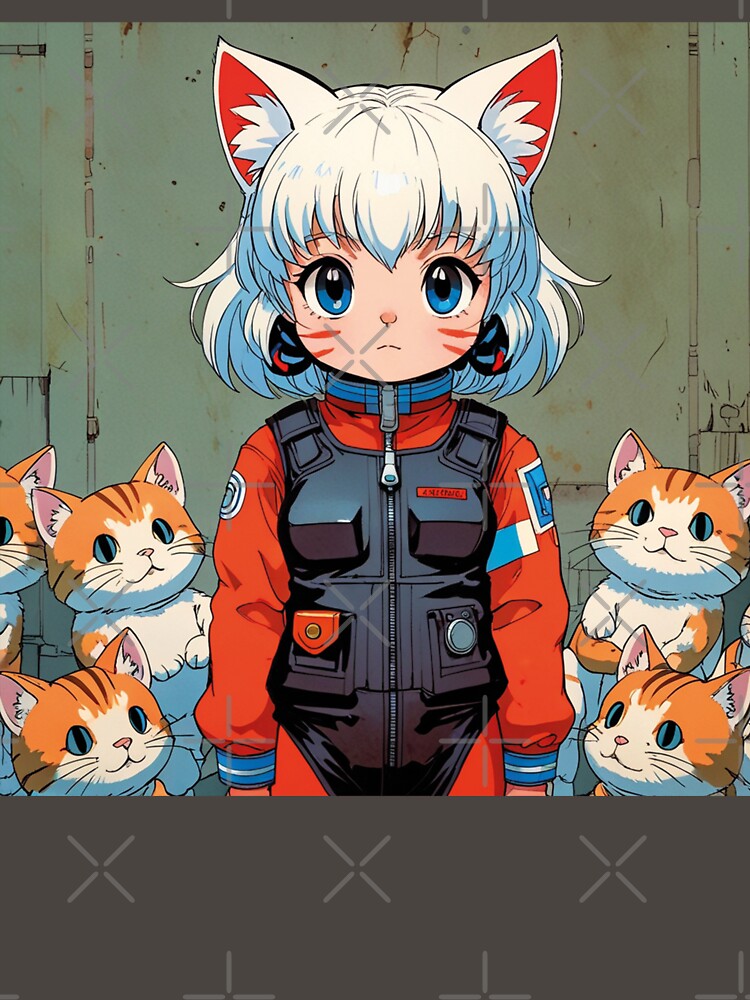 Kawaii girl with fat and tender kittens by MerlinWear