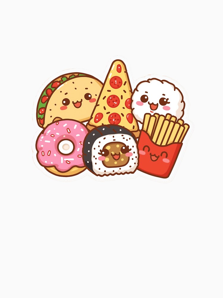Kawaii Snacks Assortment – Cute Pizza, Sushi, Donut, Tacos and Fries by KawaiiAI-Art