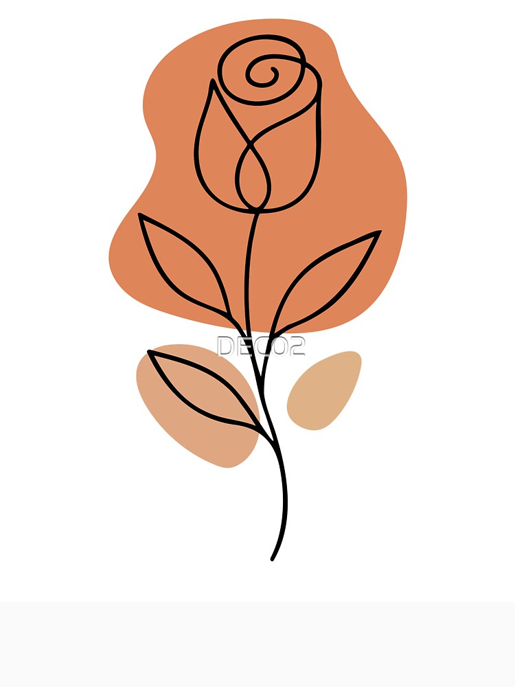 Boho Botanical Terracotta Rose Minimalist Contemporary Line Art by DEC02