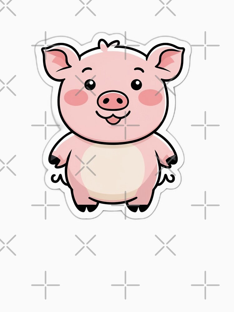 Kawaii Standing Pig Sticker - Cute Chibi Piggy by MiniPrintMagic