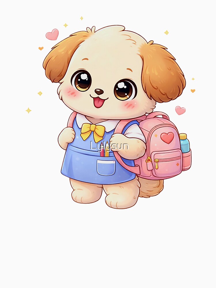 Kawaii Puppy to School - Cute Dog with Pink Backpack. by Lylysun