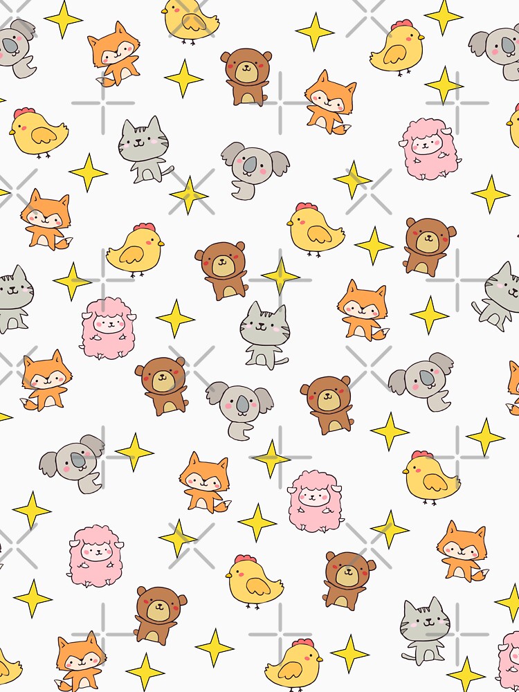 Hand Drawn Kawaii Cute Animals style - kawaii pyjamas - by minstore
