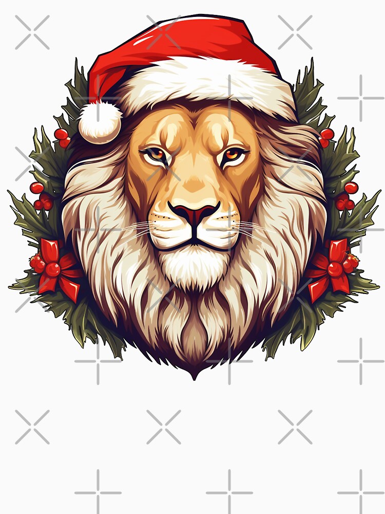 Adorable Christmas Lion donning a Santa Claus hat by MOA-trends