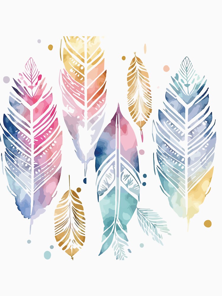 A Delicate Pastel Feathers Watercolor - Boho Chic Patterns by GVRDesign