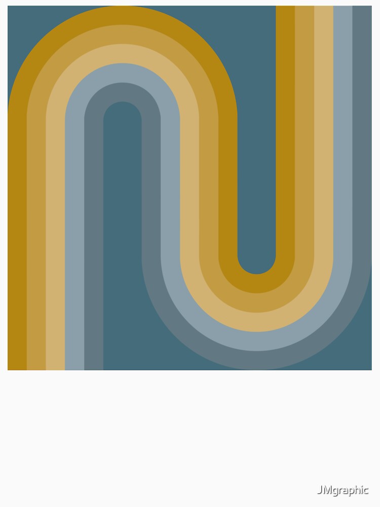 Geometric Arches Retro Style - Mustard Gold Green and Dusty Blue by JMgraphic