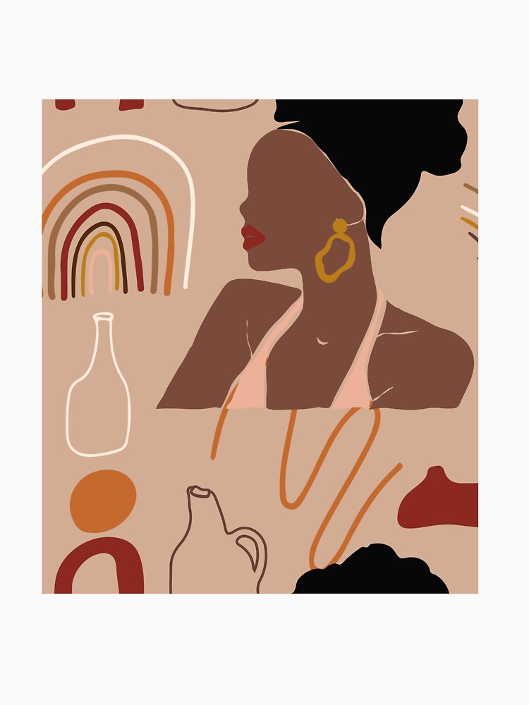 Boho Style Woman With Rainbow and Abstract Lines by Sohee Jin
