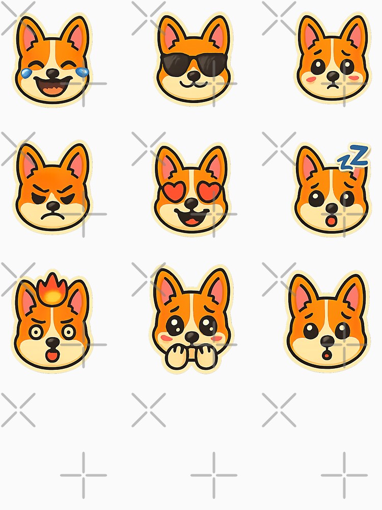 Cute Kawaii Corgi Emoji Set 4, Kawaii Corgi by graphic-genie