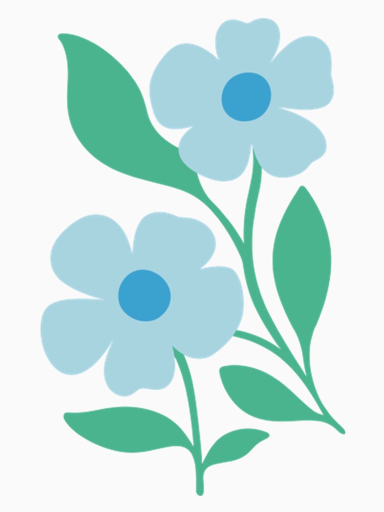 Blue Blossom Duo – Minimal Boho Flower Illustration by Thodinang