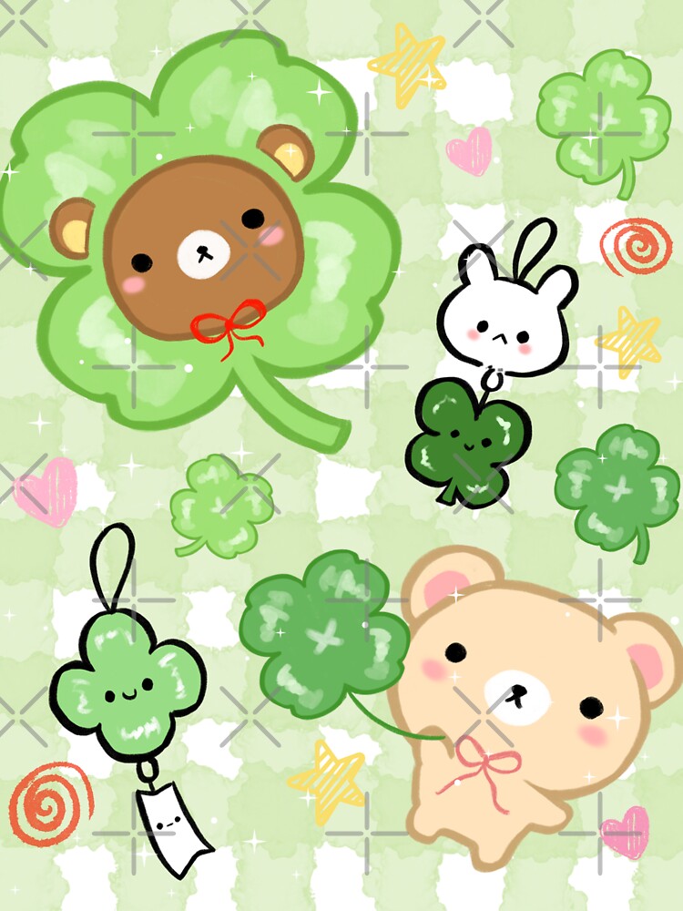 Kawaii Clover Bears by starbunnykawaii