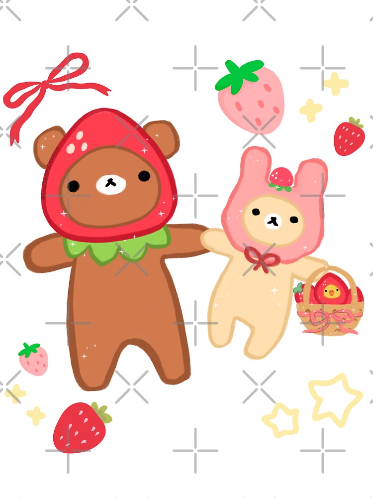 Kawaii Strawberry Bears Pair by starbunnykawaii