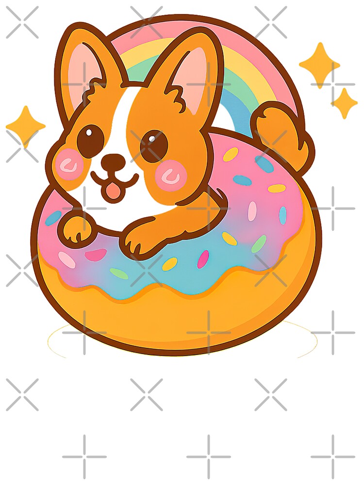 Cute Kawaii Corgi, Rainbow Donut Corgi, Kawaii Corgi by graphic-genie