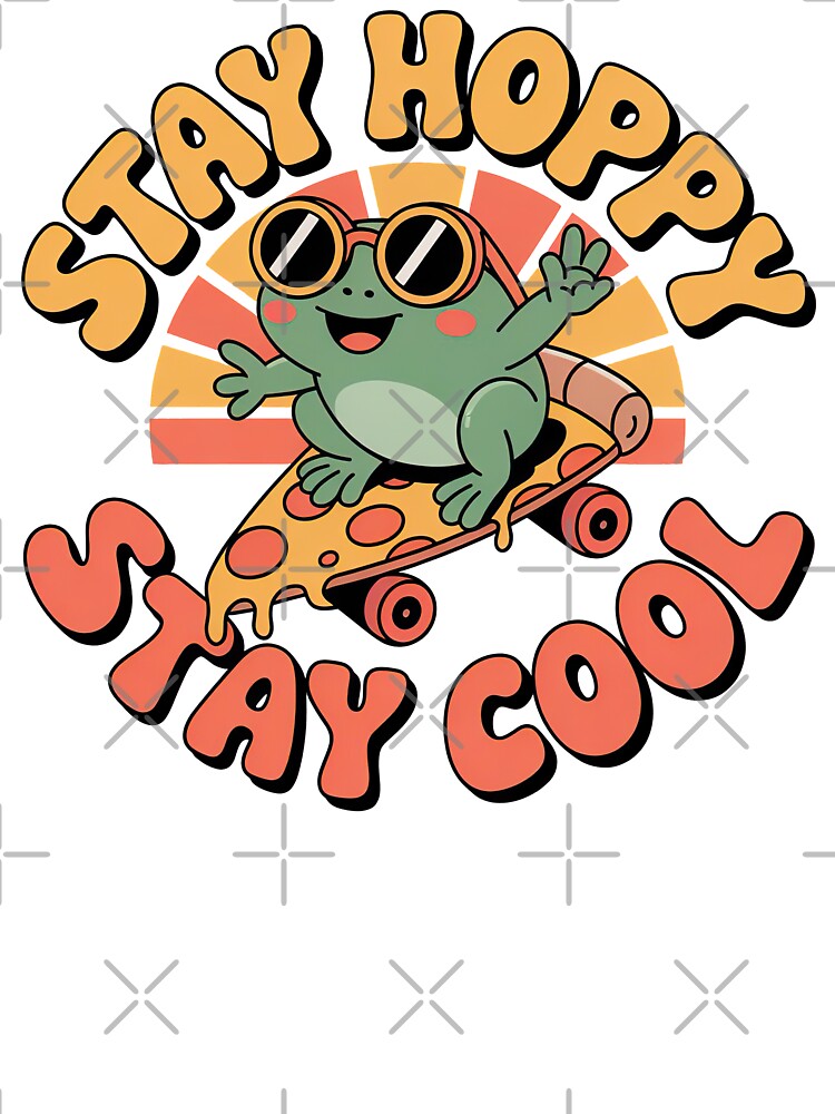 Kawaii Frog, Cute Kawaii Frog Riding On A Pizza Slice by graphic-genie