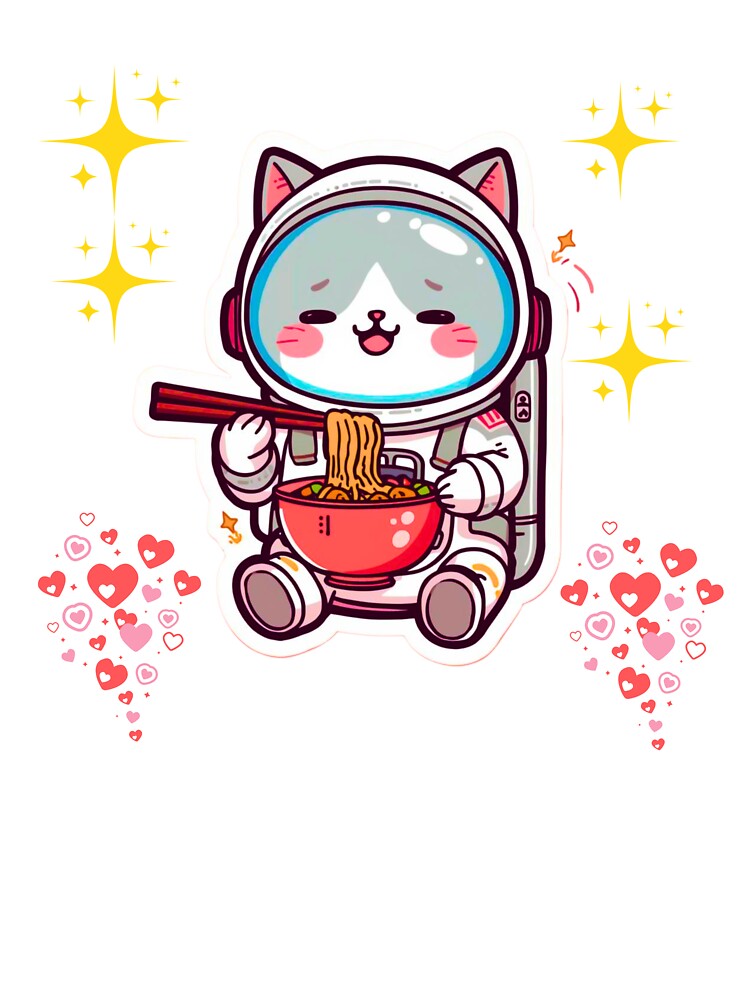Kawaii Astronaut Cat Ramen Sticker Cute Anime Food by StoreMarkets