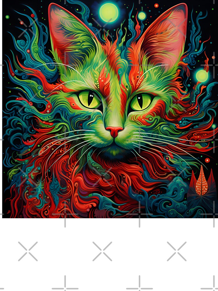 Trippy holiday cat print by dcrc