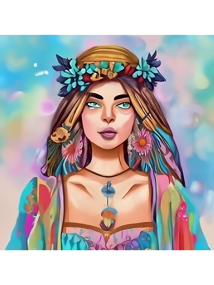 Boho Style Hippie Girl With Flowers by SkyAdr2