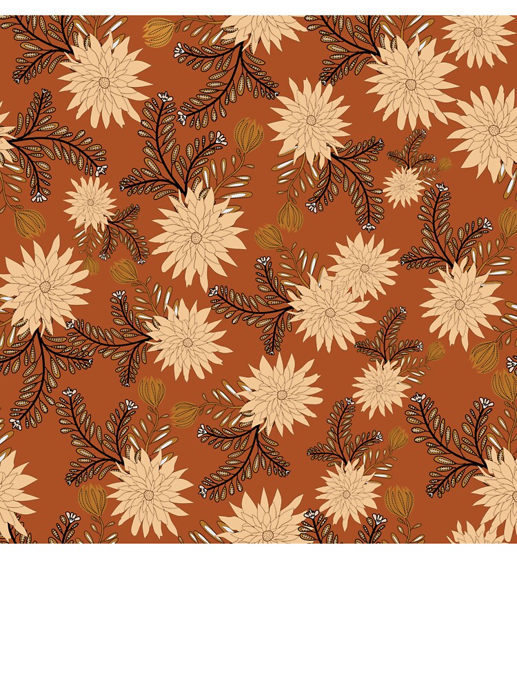 Seamless vintage boho pattern in warm brown-red tones by Line-Aura
