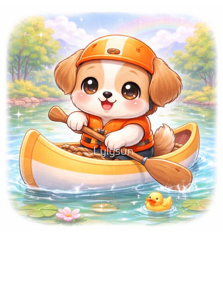 Kawaii Puppy Canoe Adventure - Cute Pastel Dog on the Water. by Lylysun