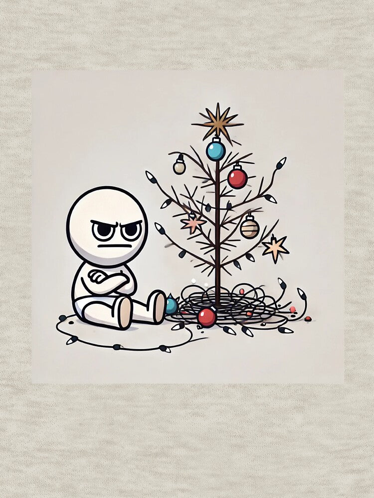 Frustrated Holiday Cartoon with Tangled Lights by dagzzzol