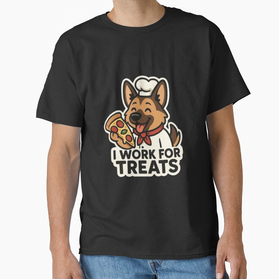 I Work For Treats – Cute Funny German Shepherd Dog Humor Design by Typologystudios