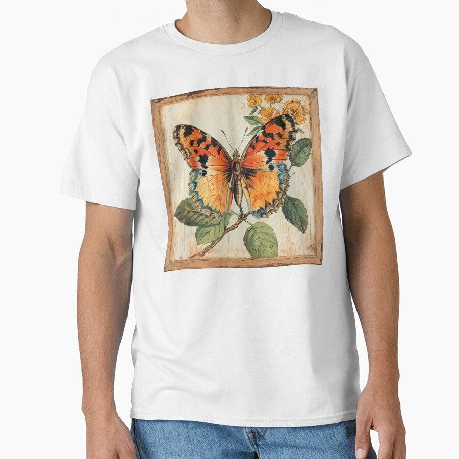 Butterfly Orange Floral Vintage Style Art Nouveau by TheBohemianLark