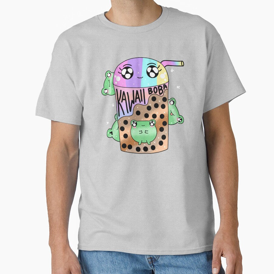 Kawaii chibi frog holding boba tea by Quacktails