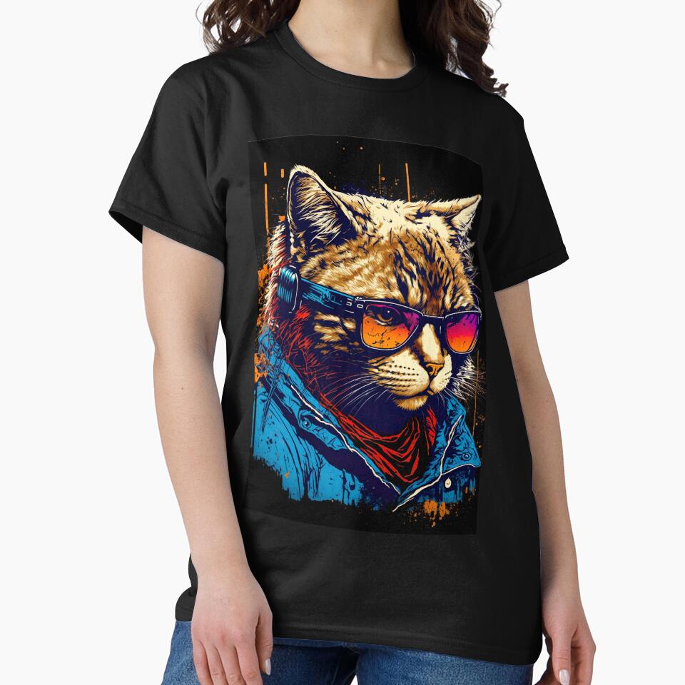 Cool cat portrait wearing a blue Jacket by KoolArtDistrict