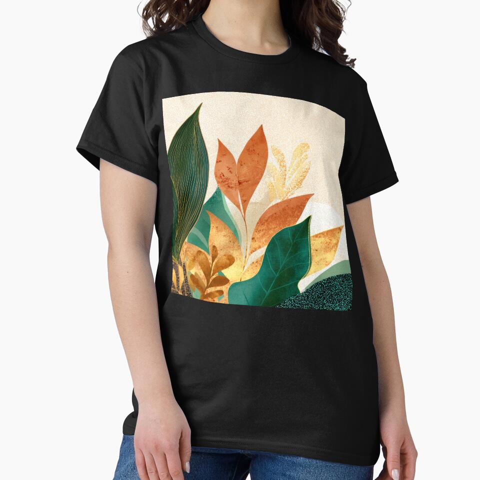 Boho Botanical Leaves Elegant Design On Spackled Ecru by DEC02