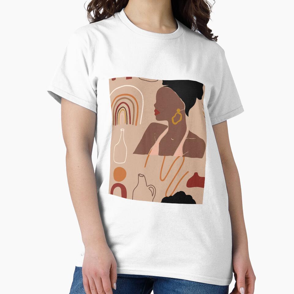 Boho Style Woman With Rainbow and Abstract Lines by Sohee Jin