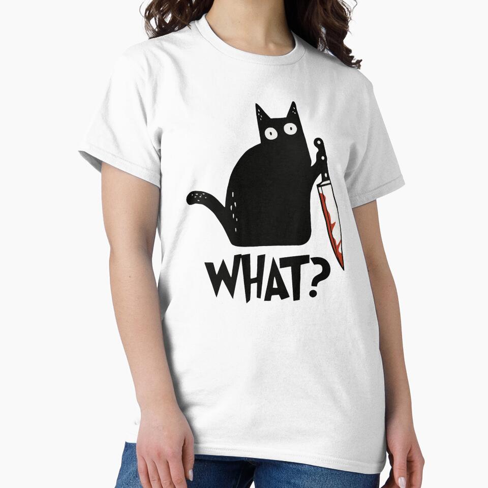 Cat What? Murderous Black Cat With Knife Gift Premium T-Shirt by ZeLittleFamily