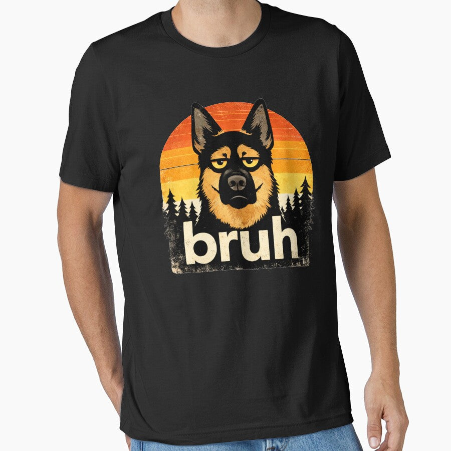 Bruh dog Funny German Shepherd Face Meme Retro vintage by Kladhadredo