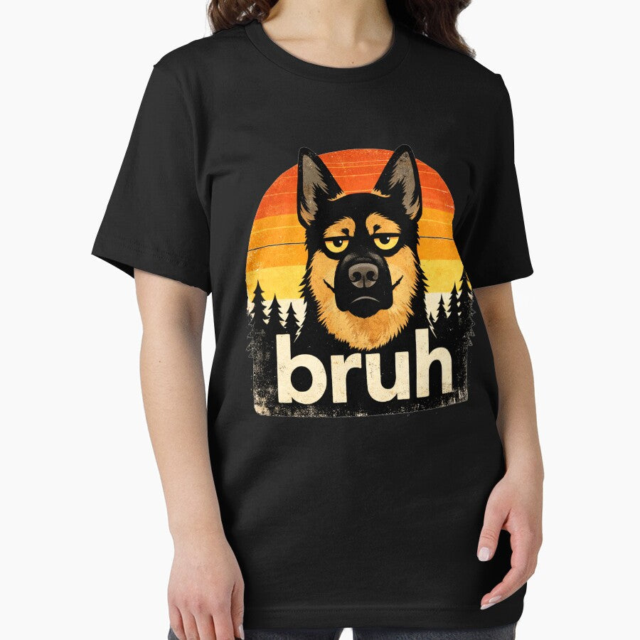 Bruh dog Funny German Shepherd Face Meme Retro vintage by Kladhadredo