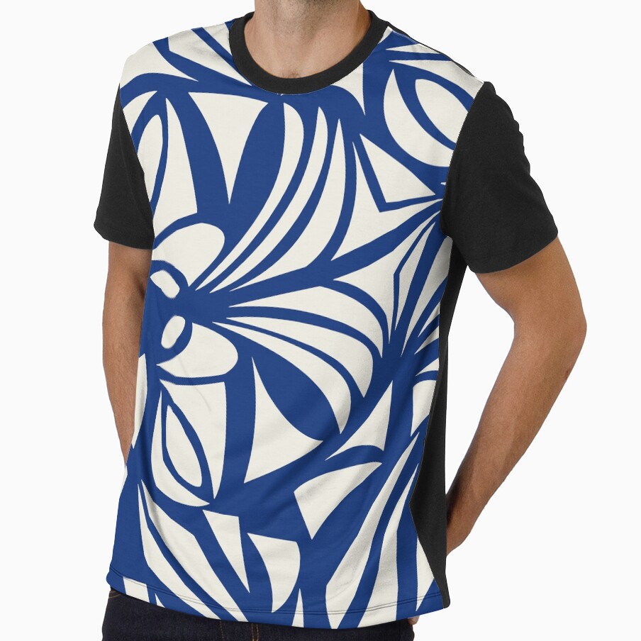 Boho, Geometric, Hawaii Art, Palms Print, Blue and Cream by meggydesigns