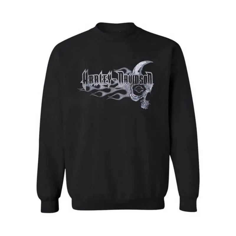 Vintage Harleey Davidsoon Fire Skull Logo Biker Harley Shirt Shirt Car Lovers Shirt T-Shirts