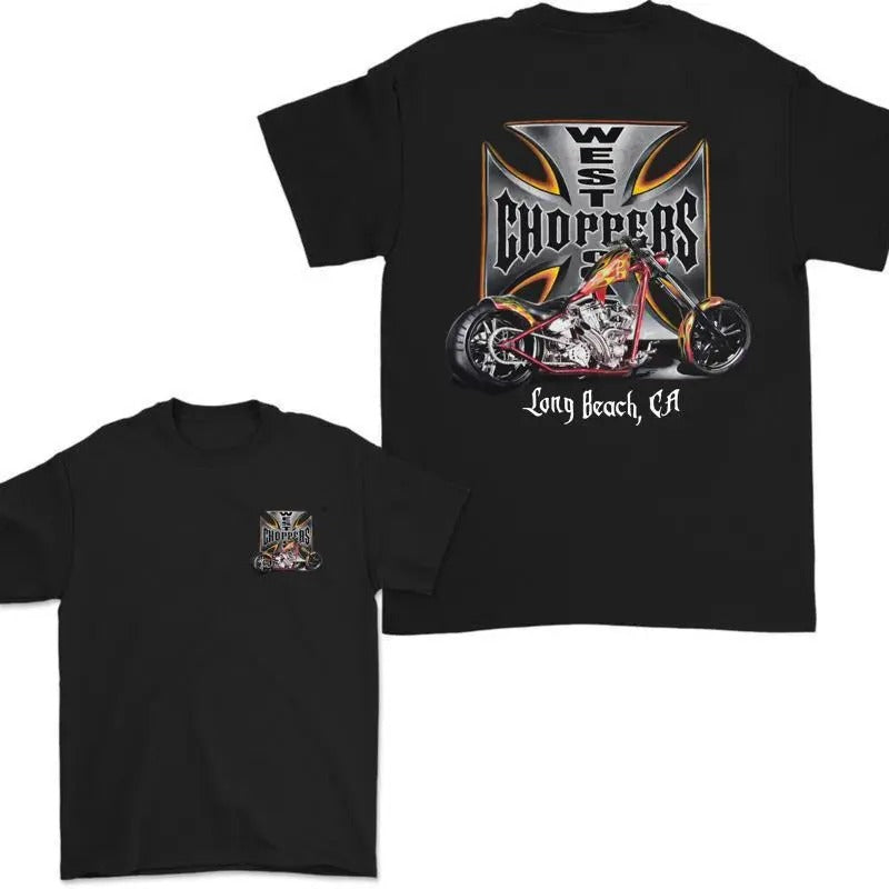 West Coast Choppers 2 Sided Long Beach CA Motorcycle Casual Shirt Shirt Cotton Short Sleeeve T-Shirts
