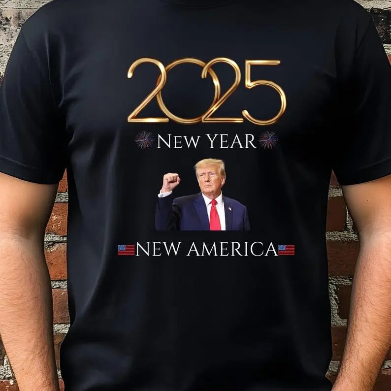 Trummp New Years Eve Shirt Ring 2025 Trump New Year Party Sweathsirt Make 2025 Great Again Trump Fan T-Shirts