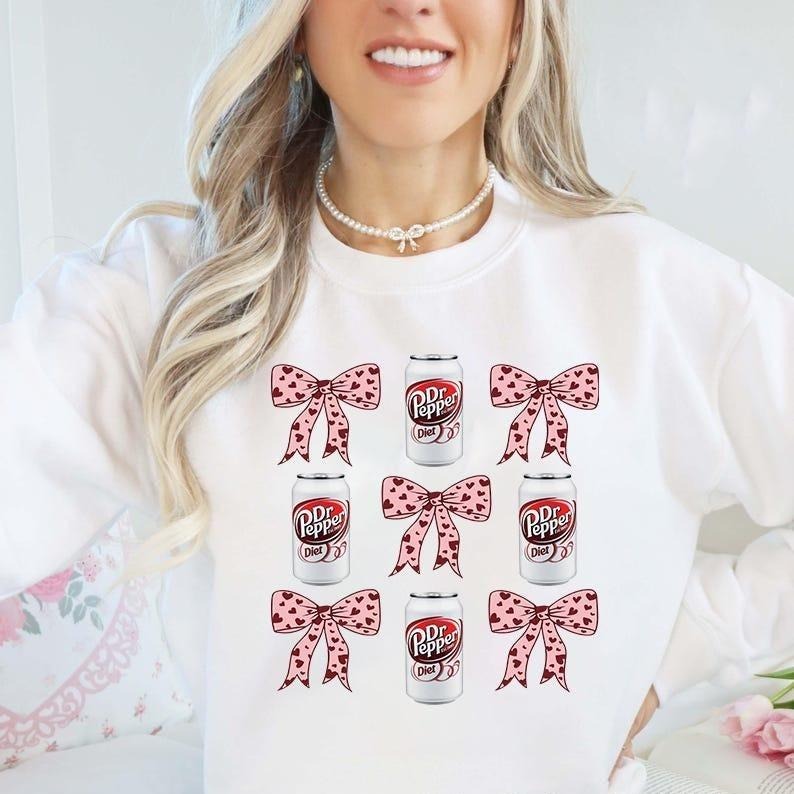 Diet Dr.Pepper Coquette Preppy Coquette Bow Diet Dr.Pepper Sublimation Girlie Pink Bow T-Shirts